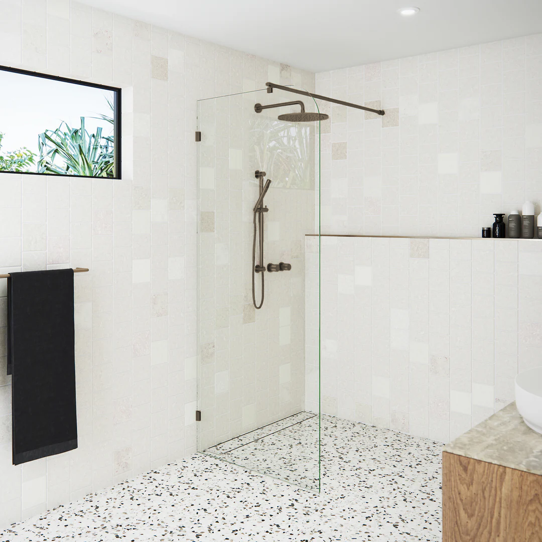 10mm Radius Wet Room Shower Screen | Support Arm | Clips