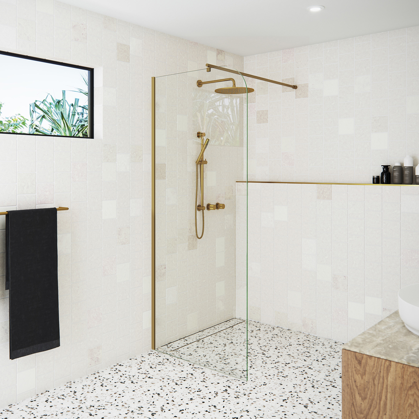 10mm Radius Wet Room Shower Screen | Support Arm | Channel
