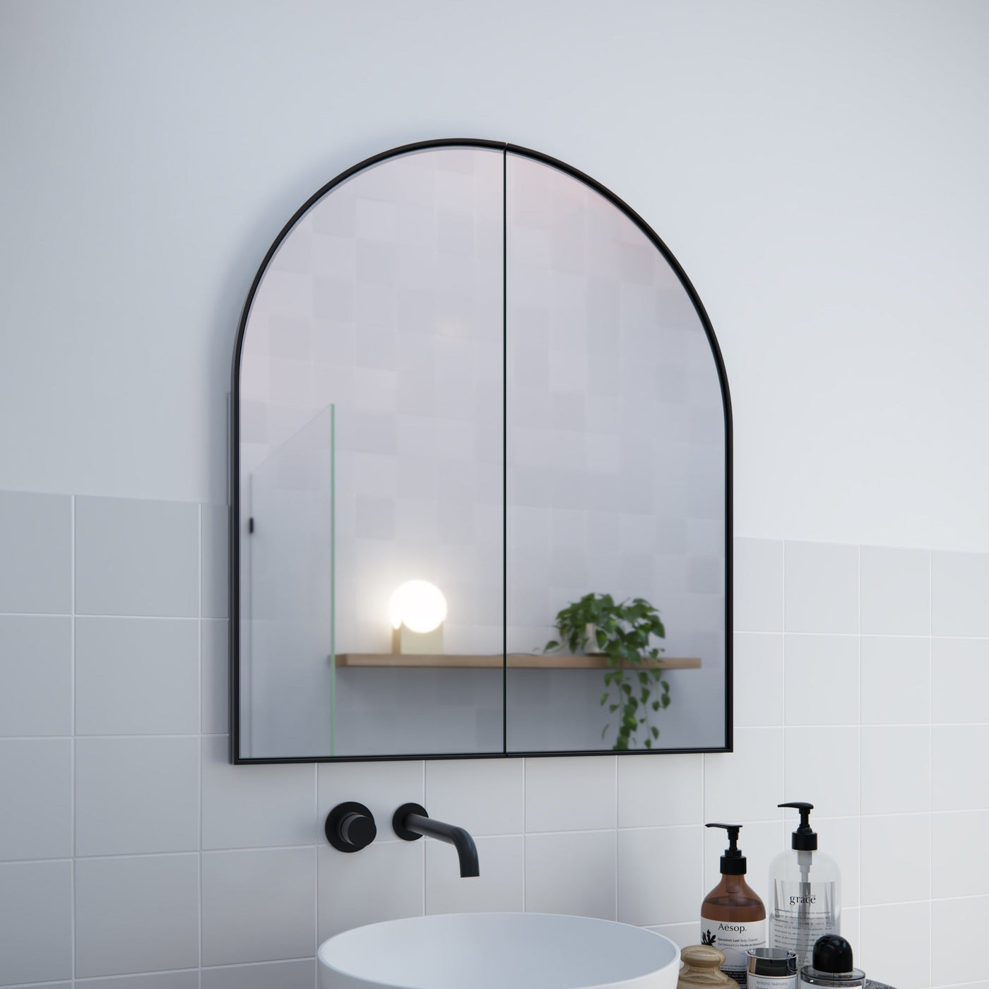 Arch Mirror Cabinet | 860 x 760 | Matte Black