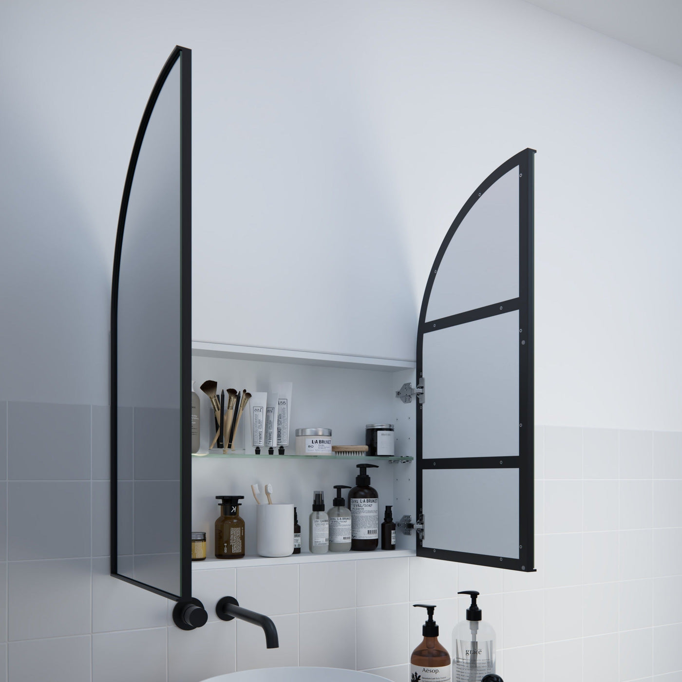 Arch Mirror Cabinet | 860 x 760 | Matte Black