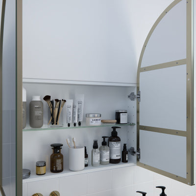 Arch Mirror Cabinet | 860 x 760 | Satin Brass