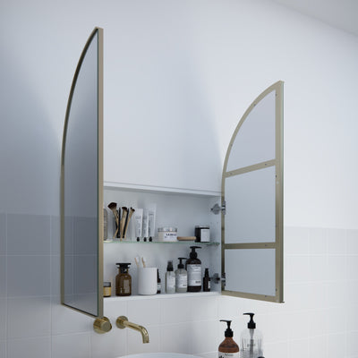 Arch Mirror Cabinet | 860 x 760 | Satin Brass