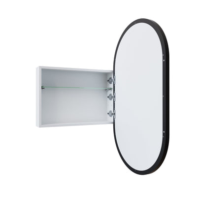 Oval Mirror Cabinet | 960 x 560 | Matte Black