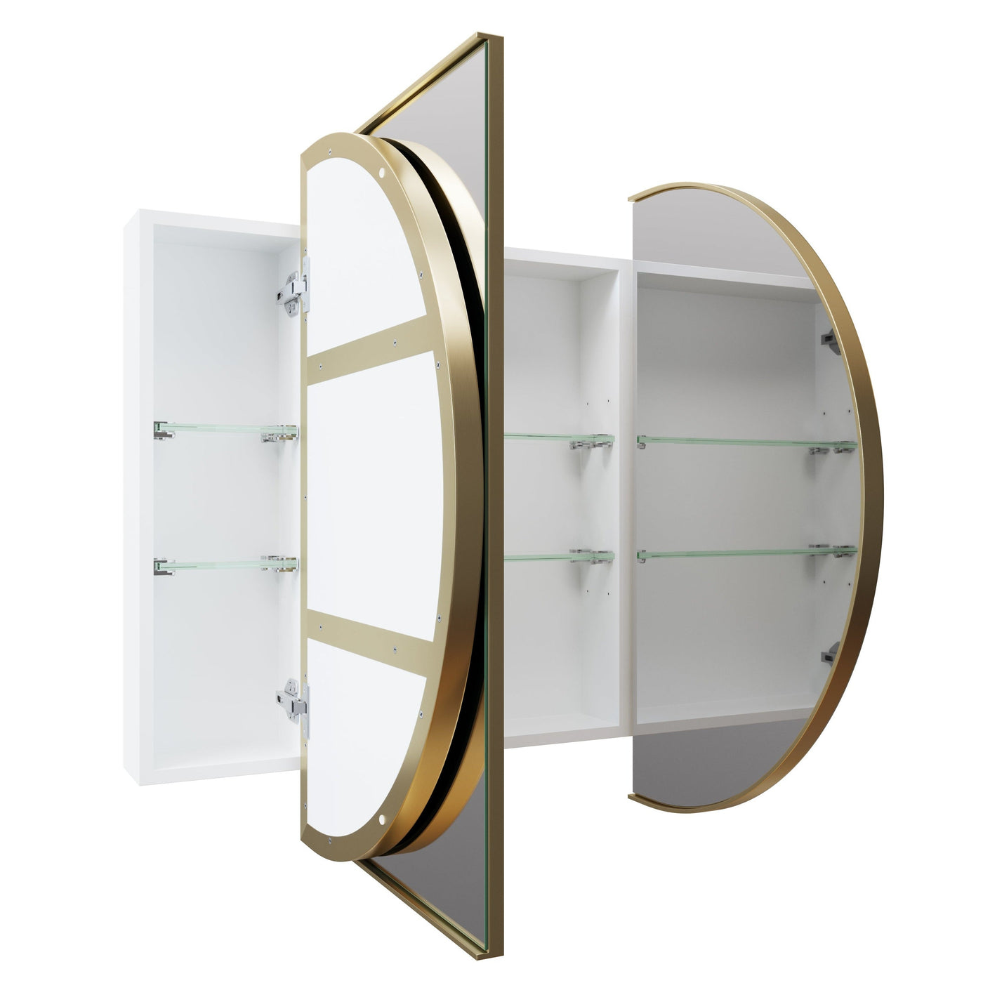 Oval Mirror Cabinet | 760 x 1200 | Satin Brass