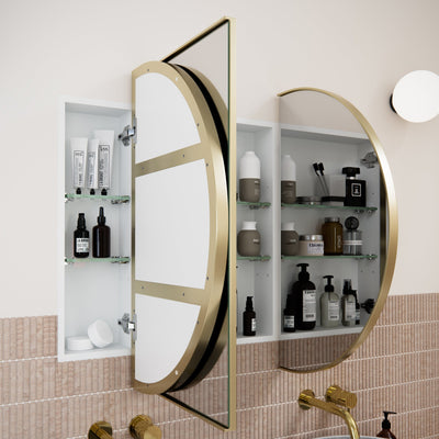 Oval Mirror Cabinet | 760 x 1200 | Satin Brass