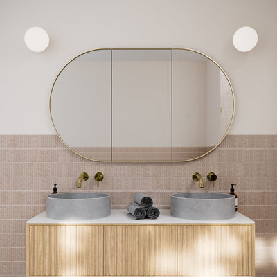 Oval Mirror Cabinet | 760 x 1200 | Satin Brass