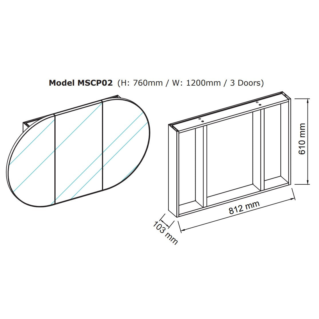 Oval Mirror Cabinet | 760 x 1200 | Satin Brass